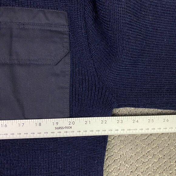 Woolyback Sweater Jacket Men's Medium Navy Blue Wool Full Zip Made in England - Picture 9 of 13